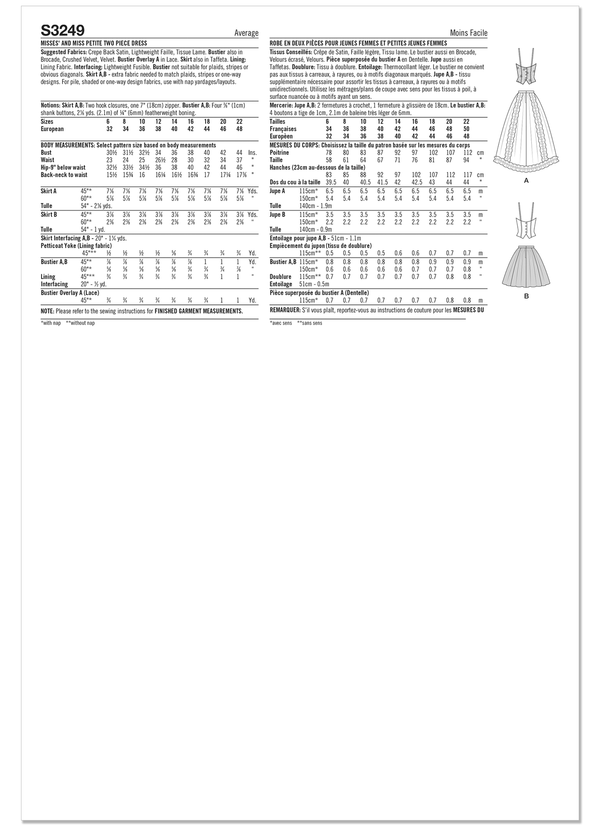 Simplicity S3249 sewing pattern envelope showing a two-piece dress