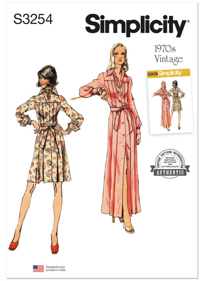 Simplicity S3254 sewing pattern envelope showing a dress