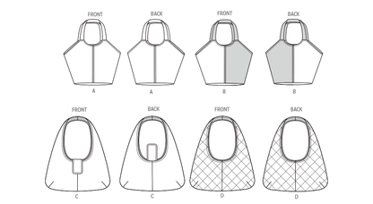 Simplicity S3255 sewing pattern envelope showing shoulder bags and totes