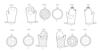 Simplicity S3260 sewing pattern envelope showing kitchen oven gloves and pot holders