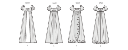 Simplicity S3263 sewing pattern envelope showing Regency gown costumes
