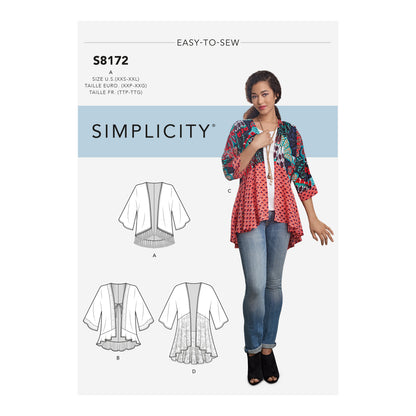 Simplicity S8172 sewing pattern envelope showing kimono jackets