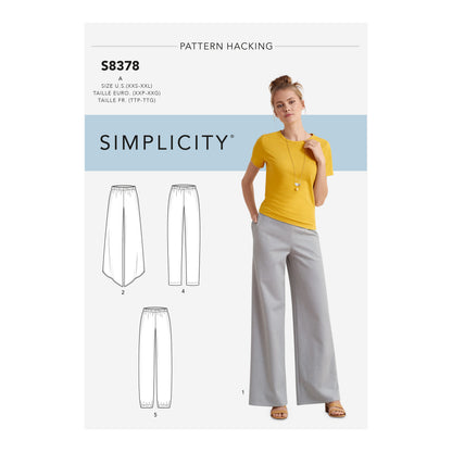 Simplicity S8378 sewing pattern envelope showing knit trousers