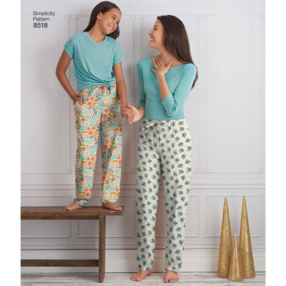 Simplicity S8518 sewing pattern envelope showing lounge trousers