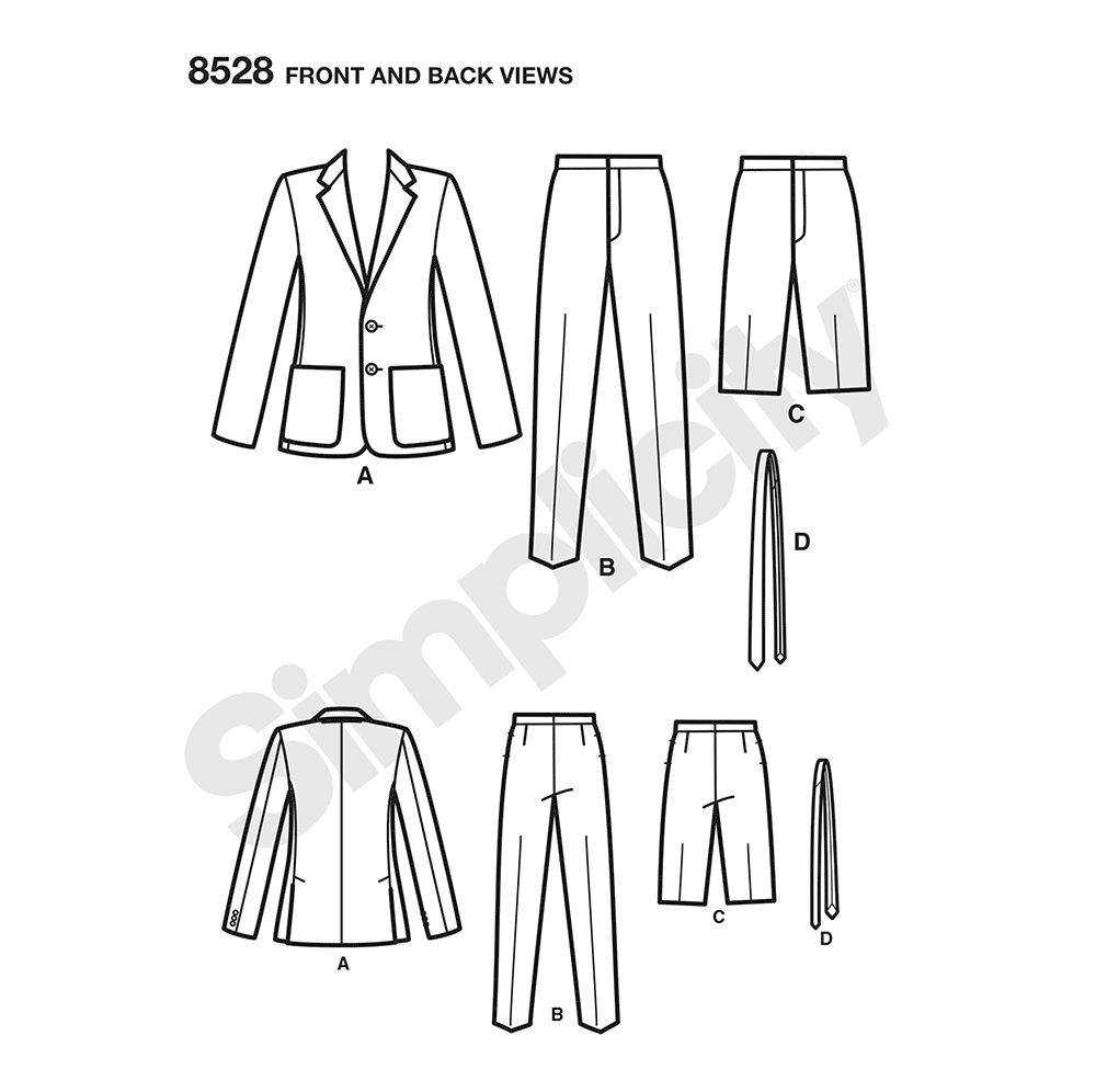 Simplicity S8528 sewing pattern envelope showing men's crazy suit costume