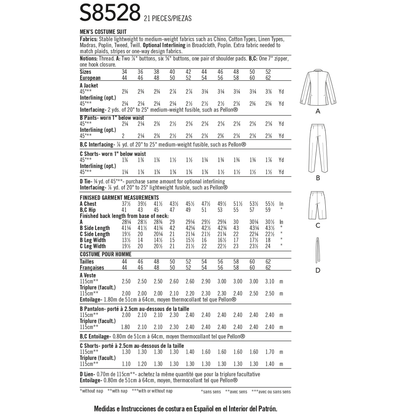 Simplicity S8528 sewing pattern envelope showing men's crazy suit costume