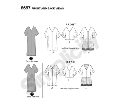 Simplicity S8657 sewing pattern envelope showing casual wear