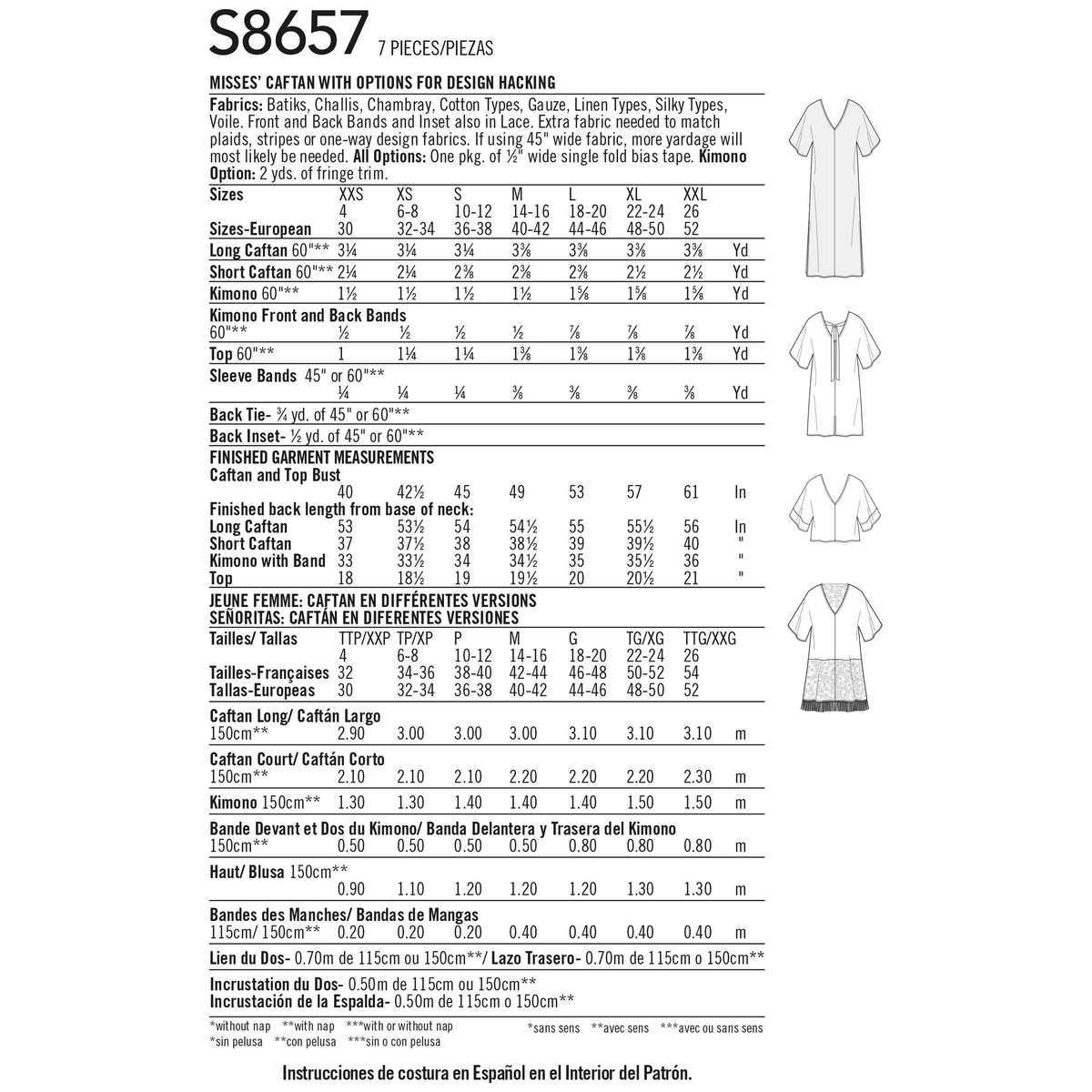 Simplicity S8657 sewing pattern envelope showing casual wear