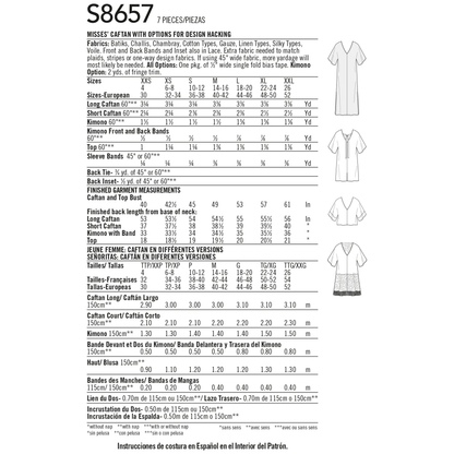 Simplicity S8657 sewing pattern envelope showing casual wear