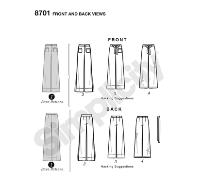 Simplicity S8701 sewing pattern envelope showing casual wear