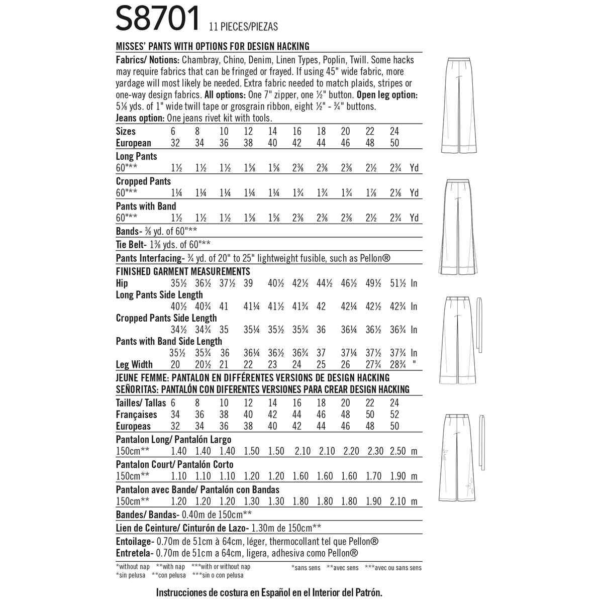 Simplicity S8701 sewing pattern envelope showing casual wear