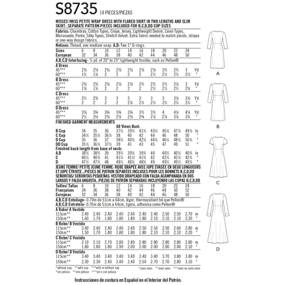 Simplicity S8735 sewing pattern envelope showing wrap dress