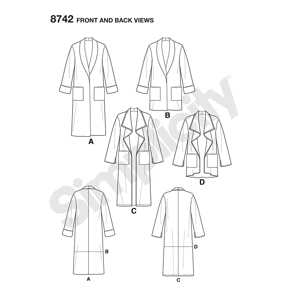 Simplicity S8742 sewing pattern envelope showing cardigan