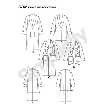 Simplicity S8742 sewing pattern envelope showing cardigan