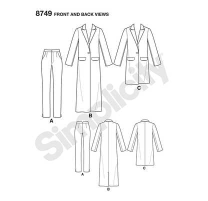 Simplicity S8749 sewing pattern envelope showing casual wear