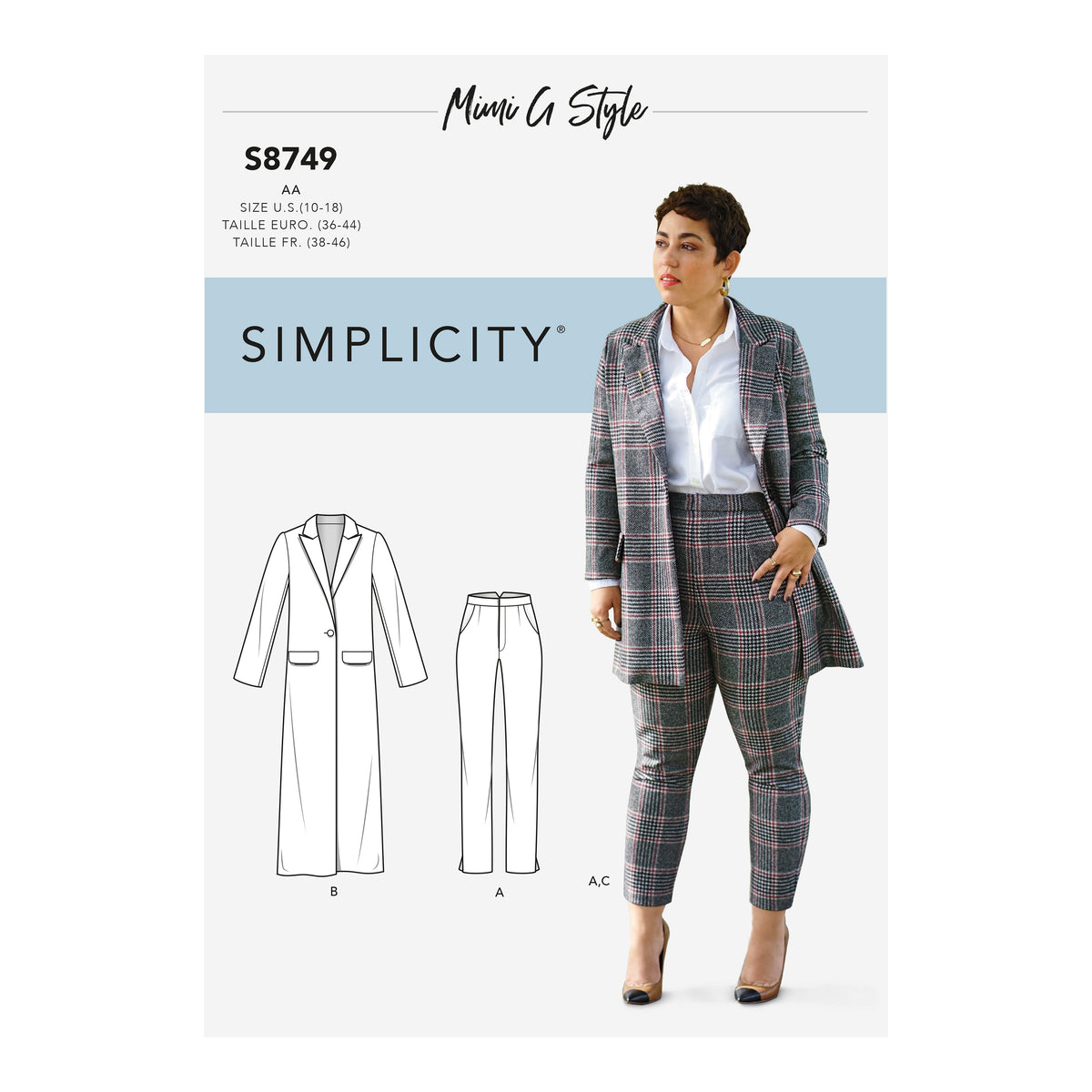 Simplicity S8749 sewing pattern envelope showing casual wear