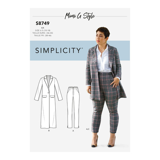 Simplicity S8749 sewing pattern envelope showing casual wear