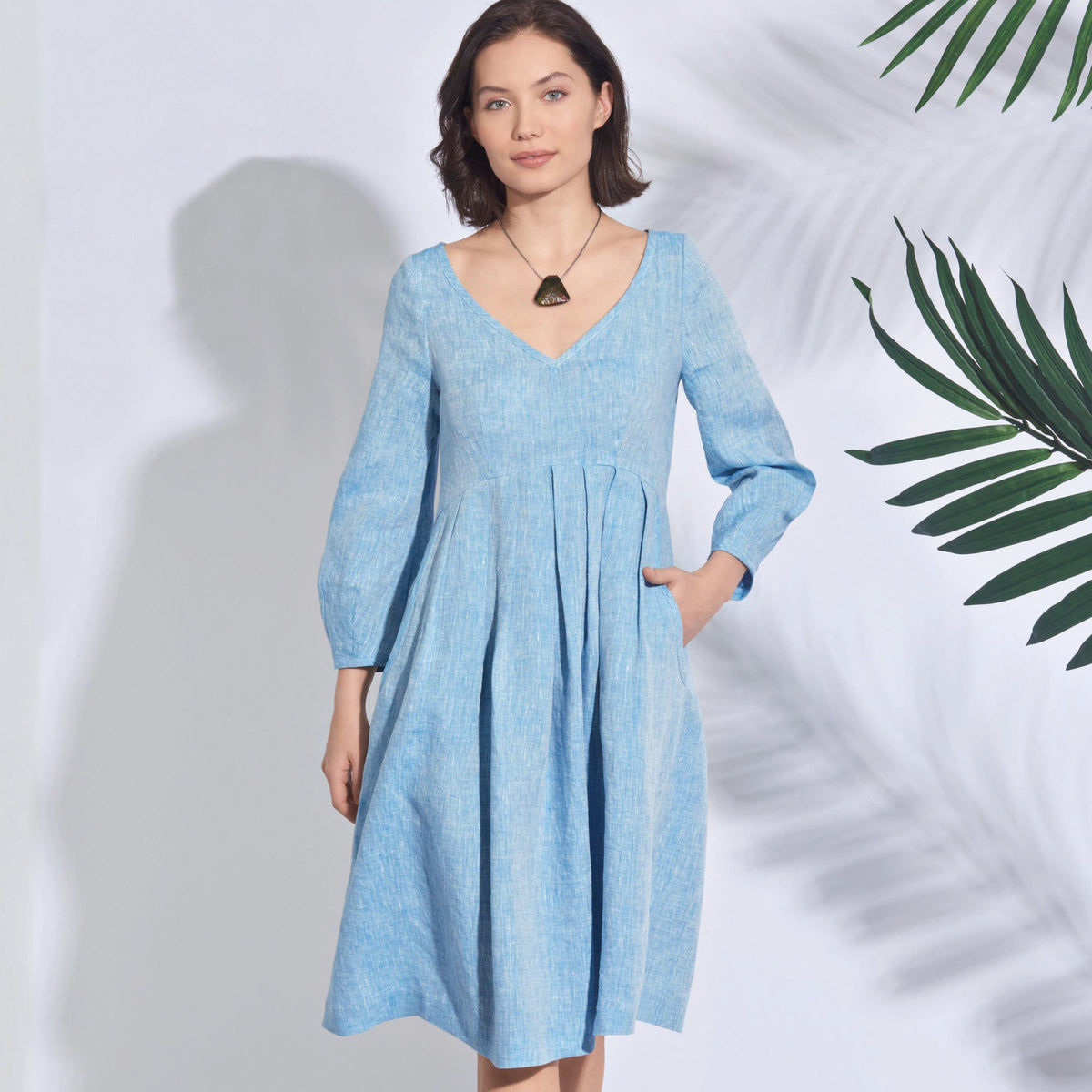 Simplicity S8910 sewing pattern envelope showing pleated dress