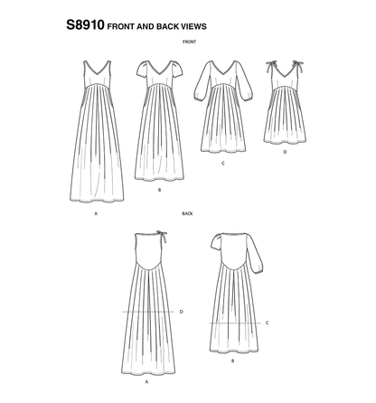 Simplicity S8910 sewing pattern envelope showing pleated dress