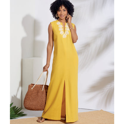 Simplicity S8912 sewing pattern envelope showing maxi and short dresses