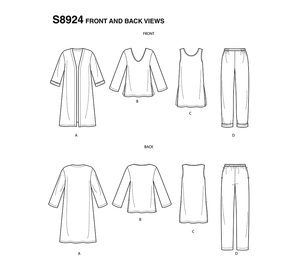 Simplicity S8924 sewing pattern envelope showing the Misses' Casual Wear designs