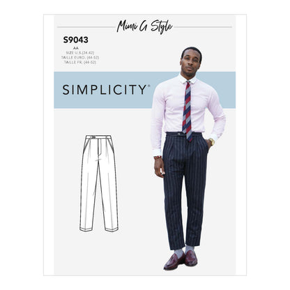 Simplicity S9043 sewing pattern envelope showing the Men's Trousers designs