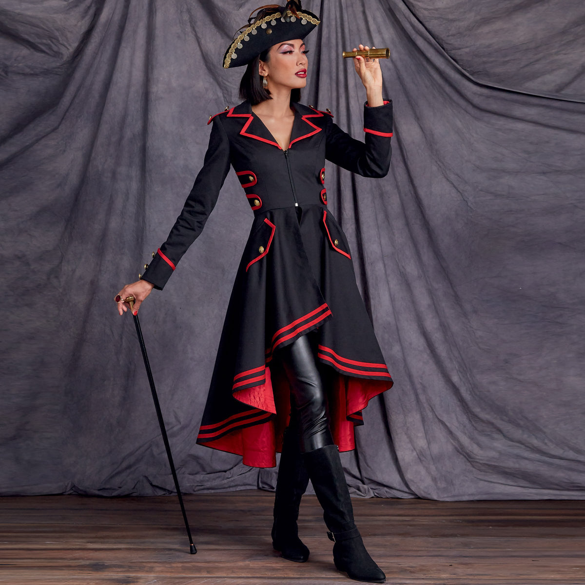 Simplicity S9086 sewing pattern envelope showing the Misses' Steampunk Victorian Coat Costume designs