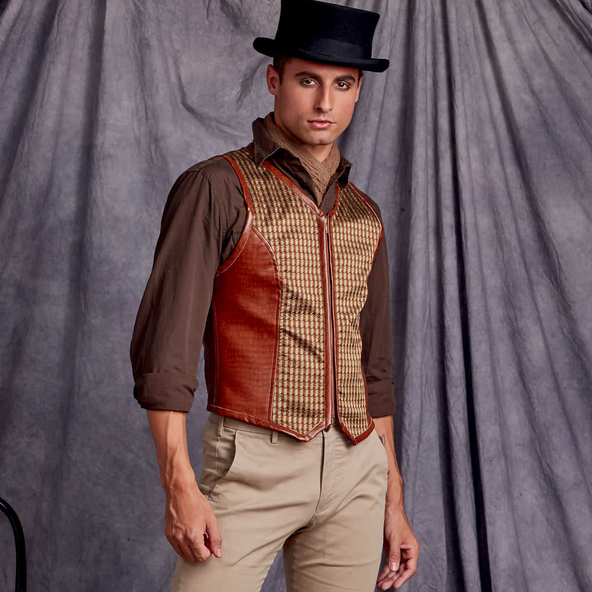 Simplicity S9087 sewing pattern envelope showing the Men's Steampunk Victorian Vest Costume designs