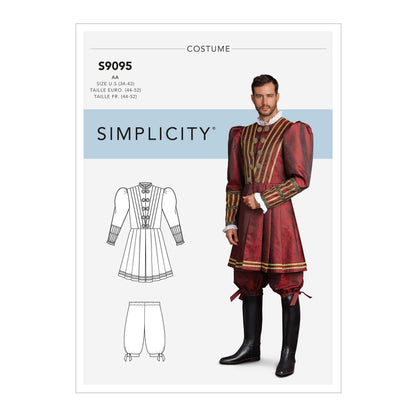 Simplicity S9095 sewing pattern envelope showing the Men's Tudor Doublet Costume designs