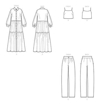 Simplicity S9114 pattern envelope showing long tiered dress