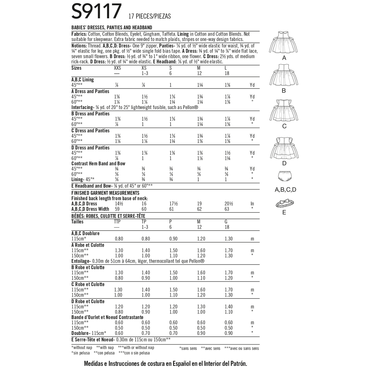Simplicity S9117 pattern envelope showing baby dresses