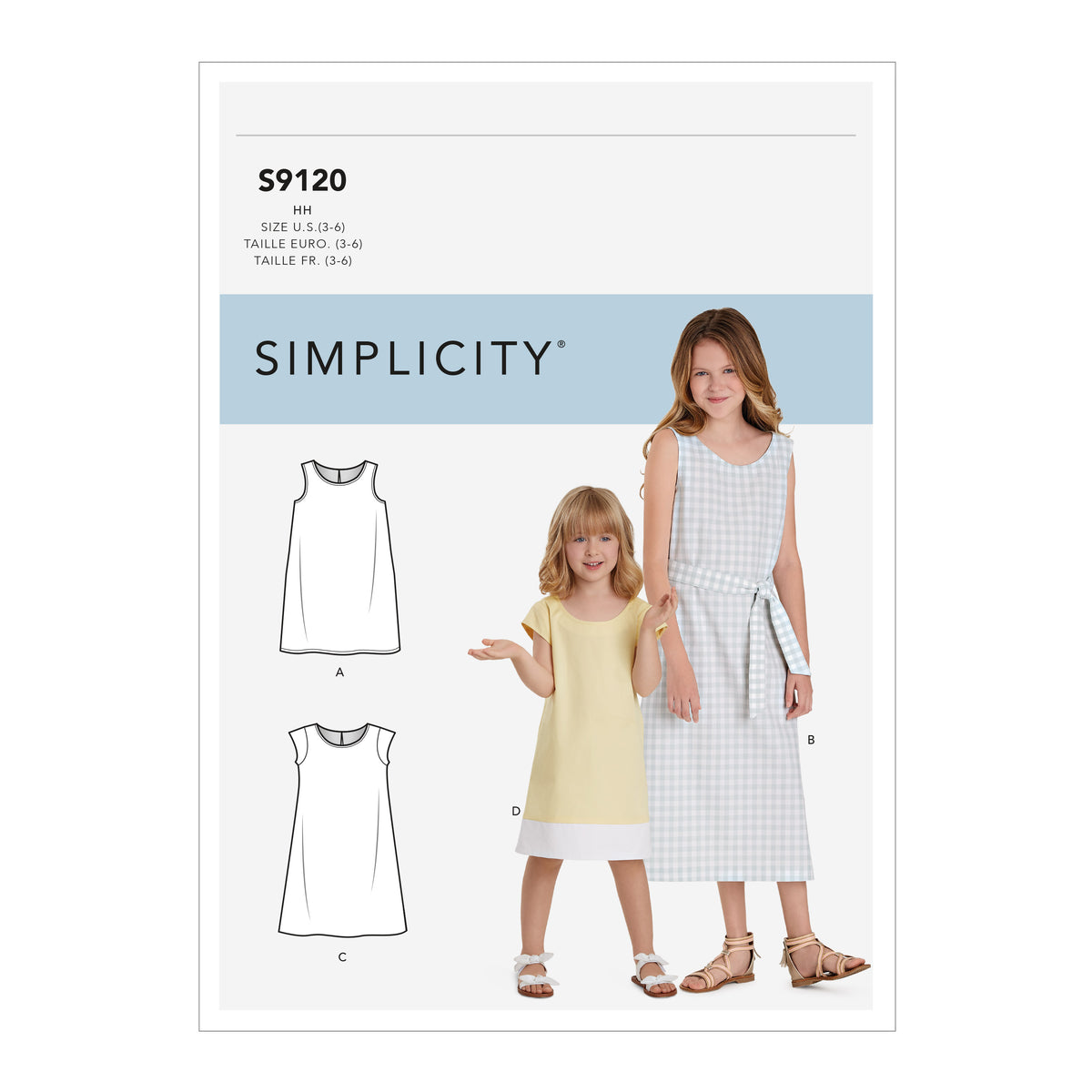 Simplicity S9120 pattern envelope showing girls' dresses