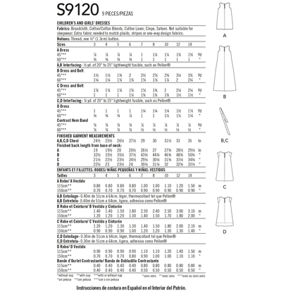 Simplicity S9120 pattern envelope showing girls' dresses