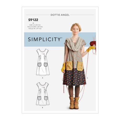 Simplicity S9122 pattern envelope showing granny chic style dresses