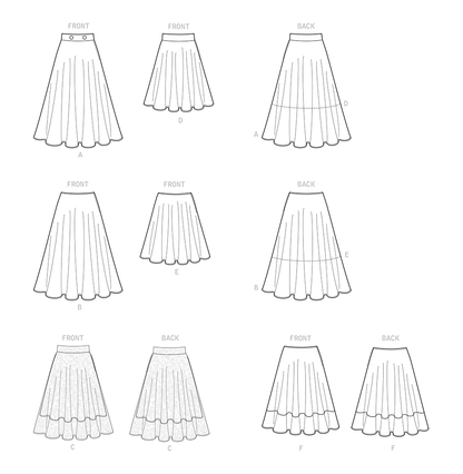 Simplicity S9123 pattern envelope showing three-quarter circle skirts