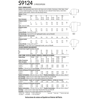 Simplicity S9124 pattern envelope showing kimono jackets