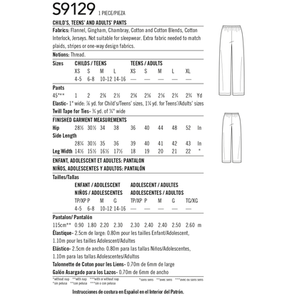 Simplicity S9129 pattern envelope showing lounge trousers