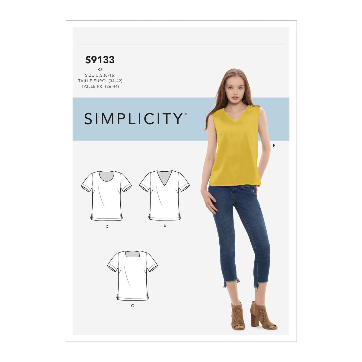 Simplicity S9133 pattern envelope showing tops and vests