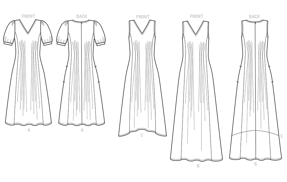 Simplicity S9134 pattern envelope showing dresses with released pleats