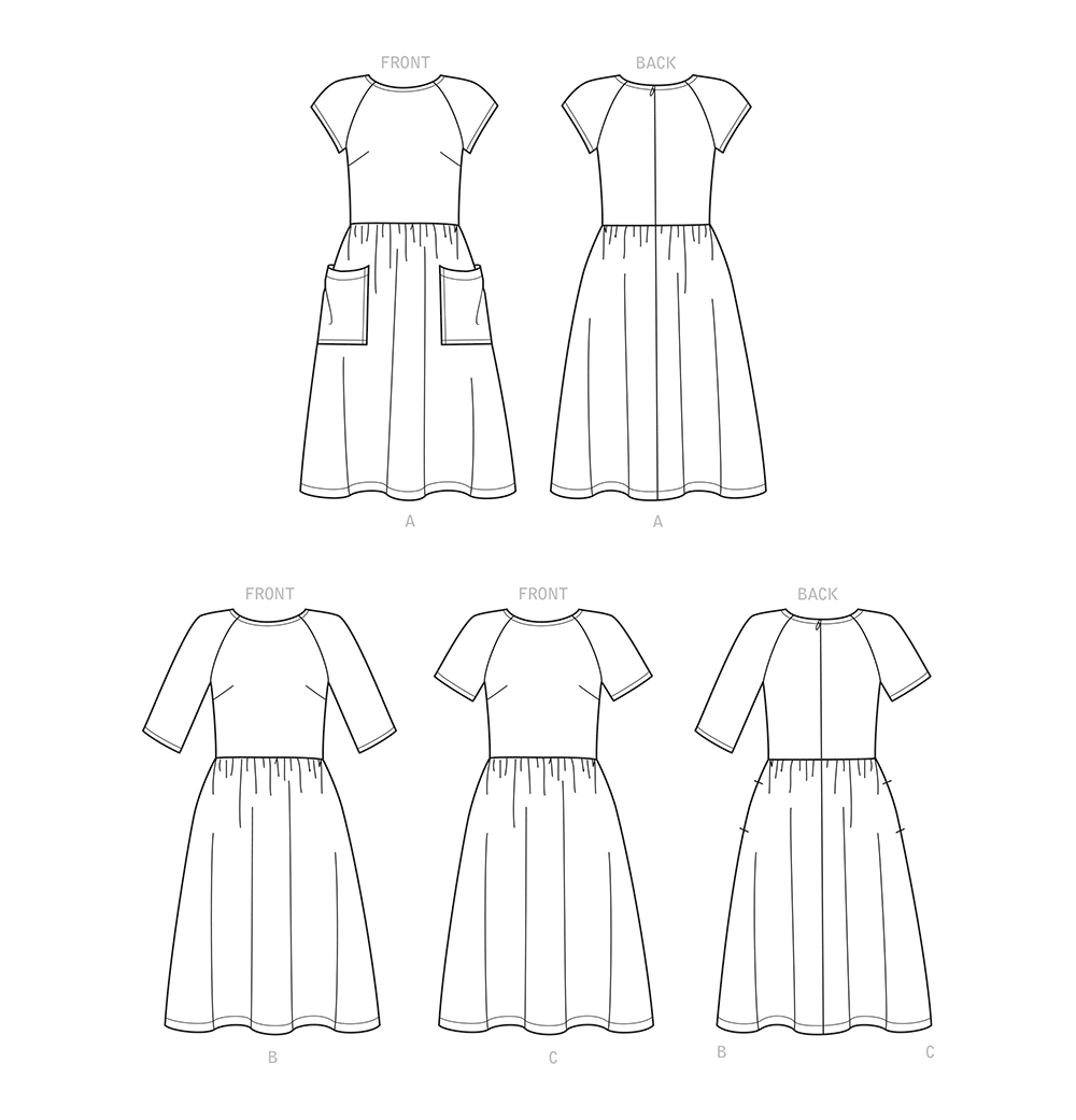 Simplicity S9136 pattern envelope showing dresses with raglan sleeves