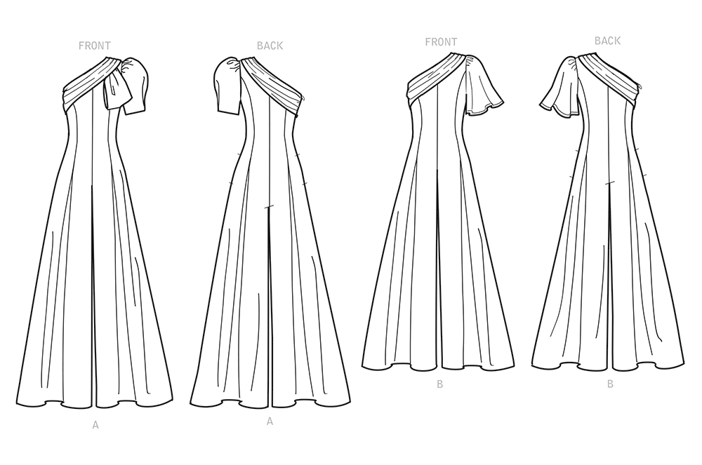 Simplicity S9142 pattern envelope showing one shoulder jumpsuits