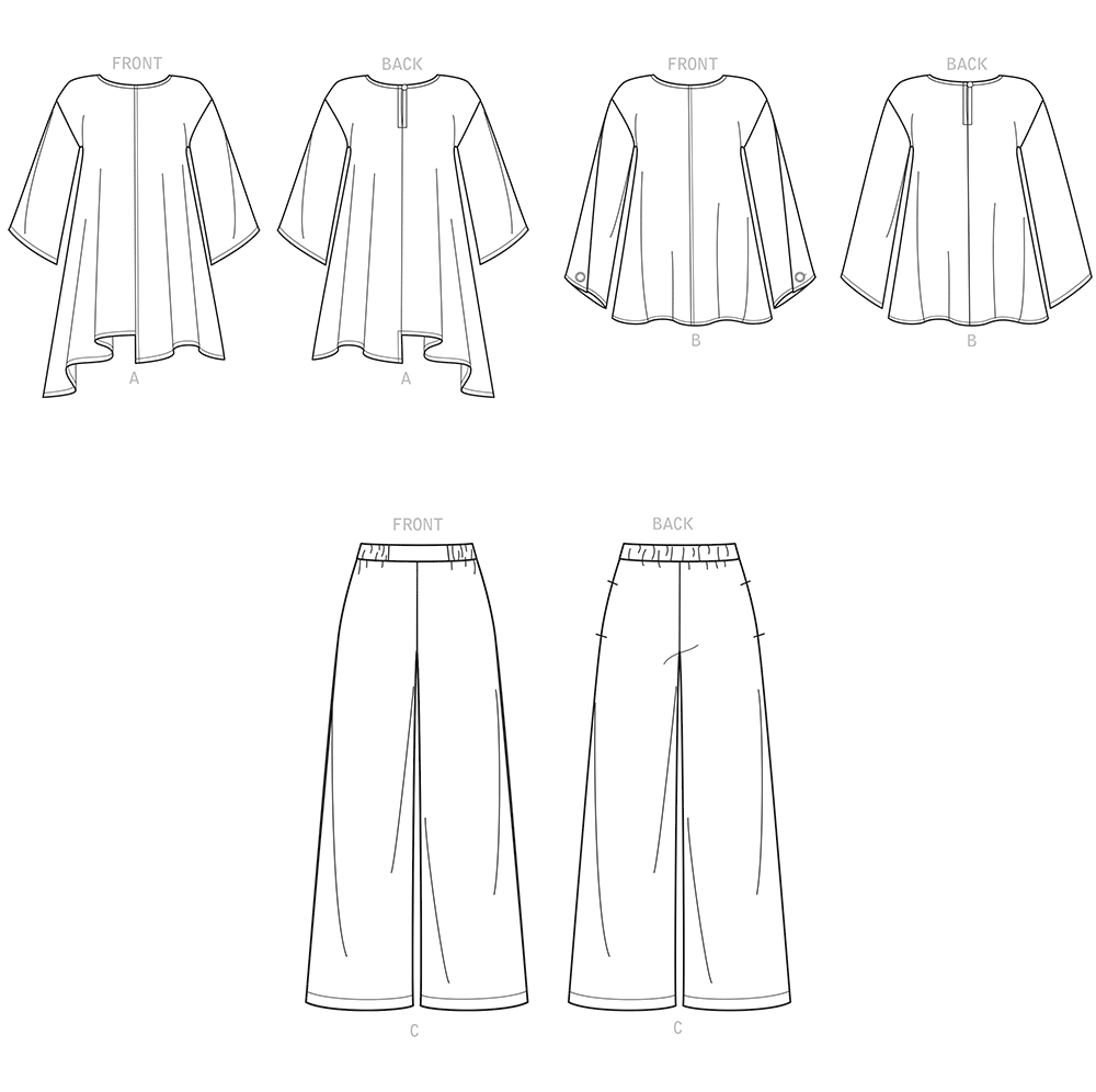 Simplicity S9149 pattern envelope showing top and pull-on trousers