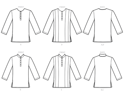 Simplicity S9158 pattern envelope showing men's stand collar shirts