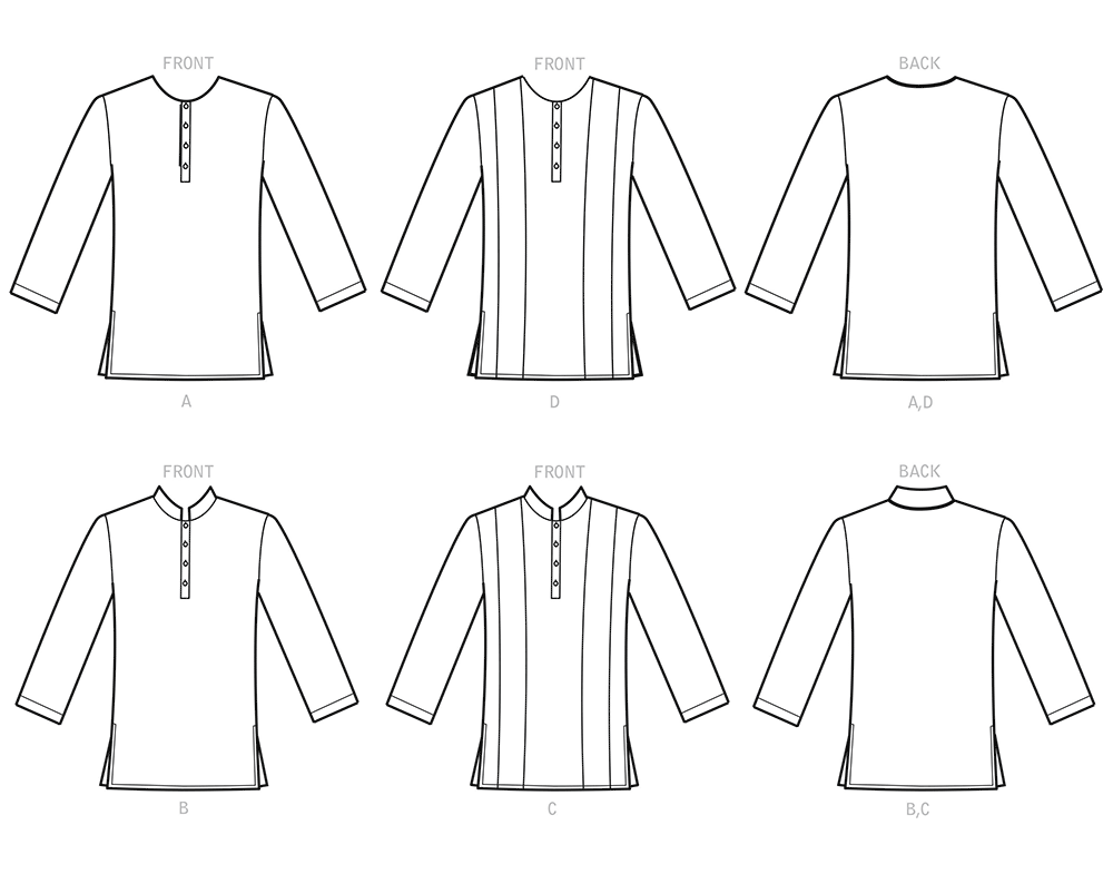 Simplicity S9158 pattern envelope showing men's stand collar shirts