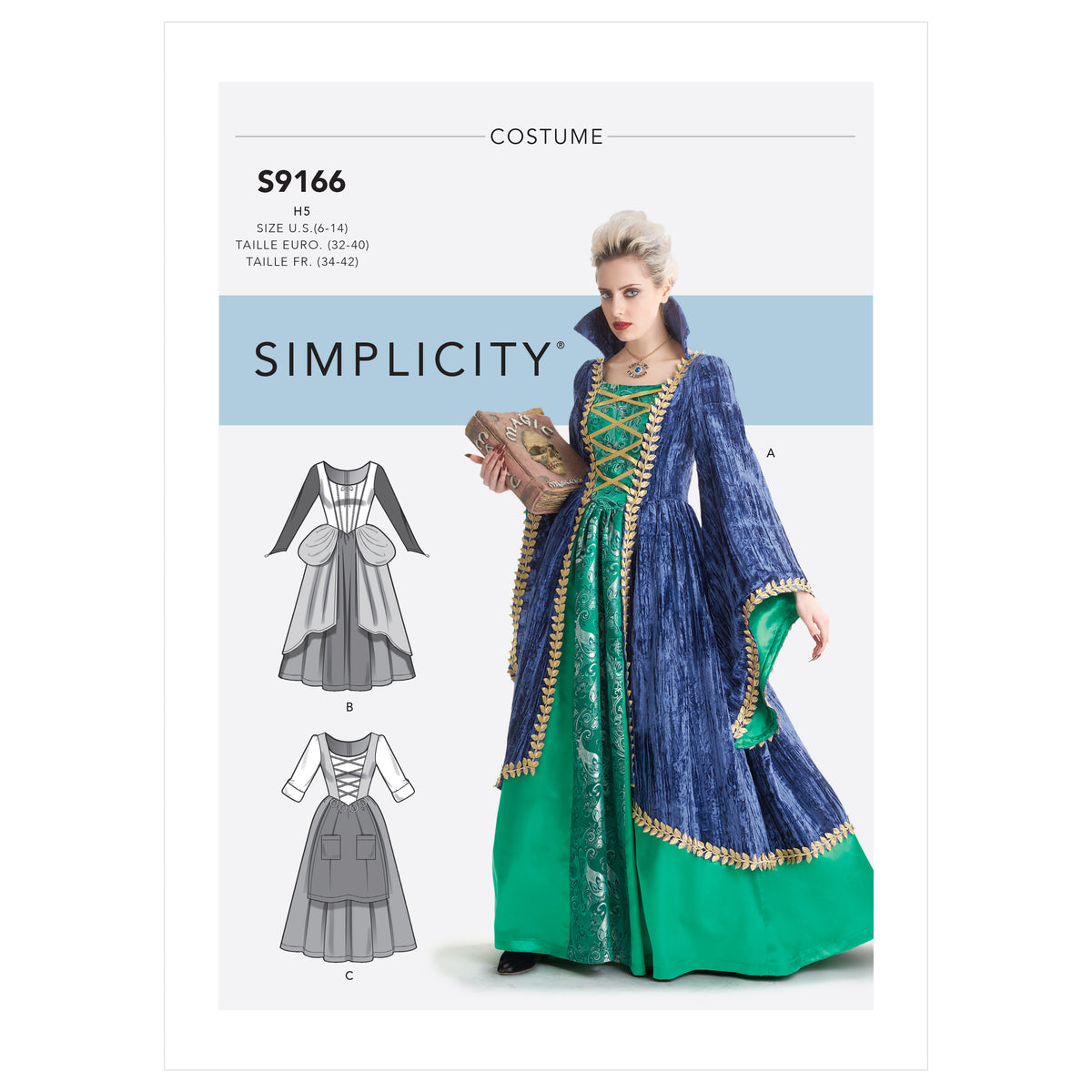 Simplicity S9166 pattern envelope showing witch costumes