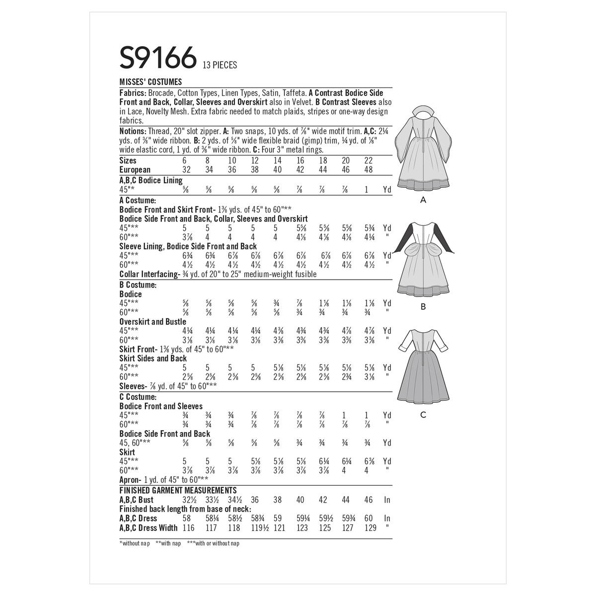 Simplicity S9166 pattern envelope showing witch costumes