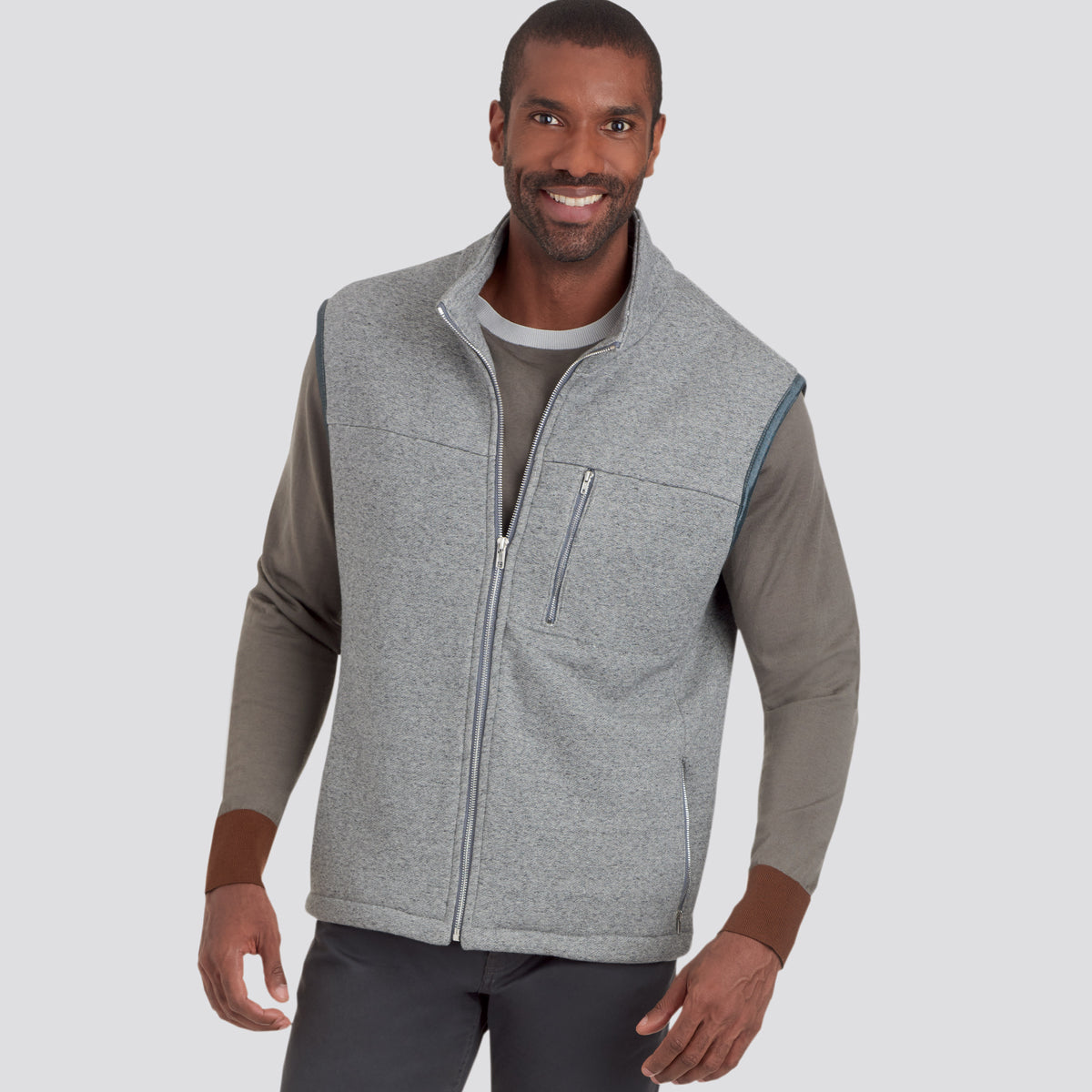 Simplicity S9191 sewing pattern envelope showing jacket and vests with stand collar