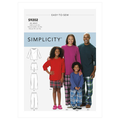 Simplicity S9202 sewing pattern envelope showing pyjama top and trousers