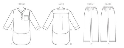 Simplicity S9211 sewing pattern envelope showing unisex pyjamas