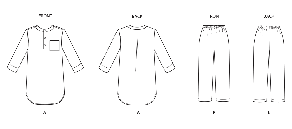Simplicity S9218 sewing pattern envelope showing lounge tunic and trousers